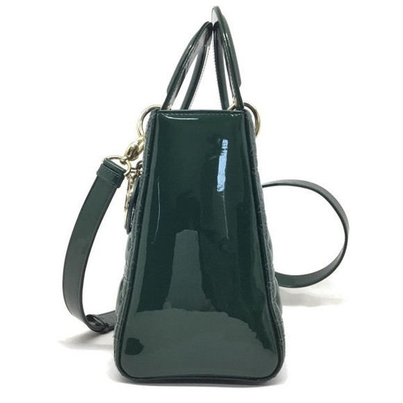 DIOR Lady Dior Medium Patent Leather Shoulder Bag Green - Picture 4 of 16